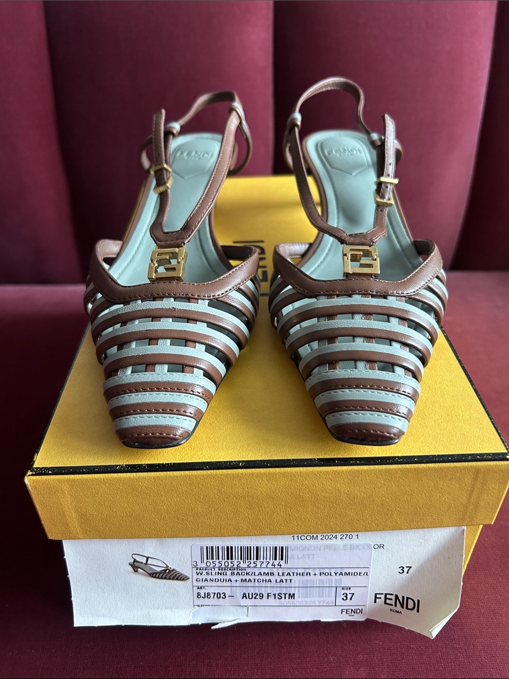 Fendi FFold Slingback Pumps Sz 37 BNIB